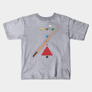 Snooker  design showing all the balls as they are on the table at the start of a frame Kids T-Shirt